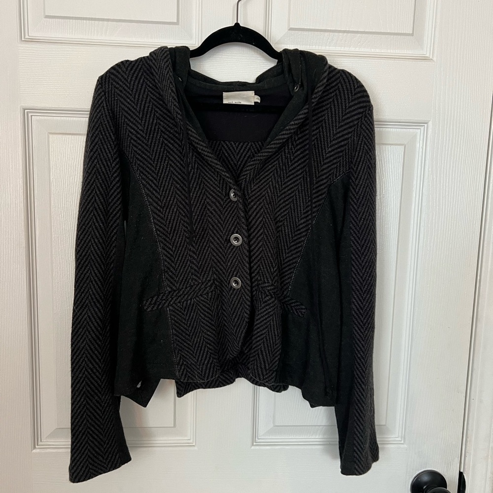 Black and Gray Button-Up Jacket